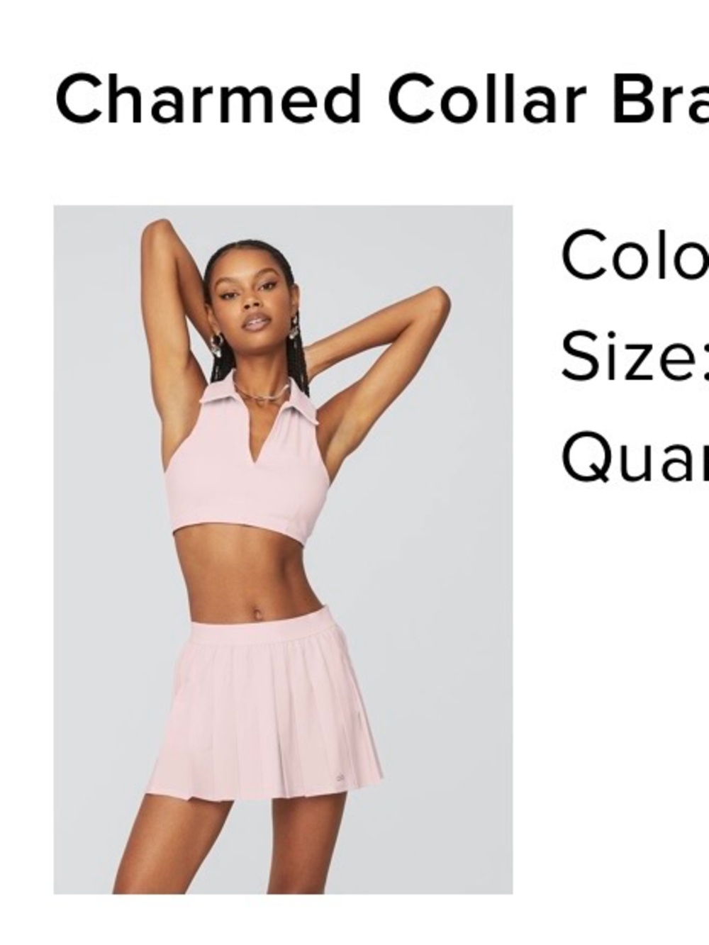 Alo Charmed Collar Bra Tank - Pink Sugar XS